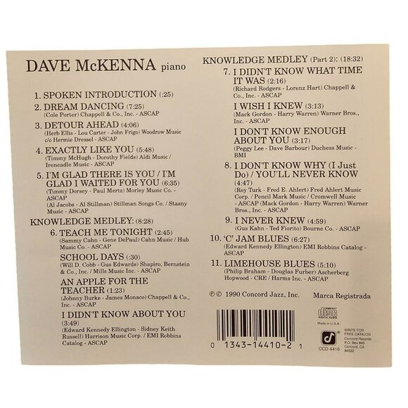 Dave McKenna Live At Maybeck Recital Hall Volume Two CD Piano Jazz Album 37651cd - Picture 2 of 2
